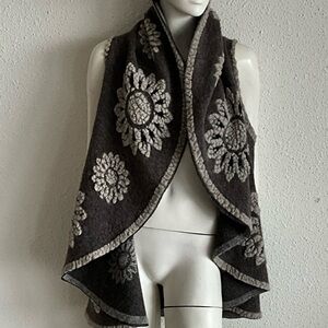 Artisan Wool Felt Sunflower Wrap Vest Boho Cape